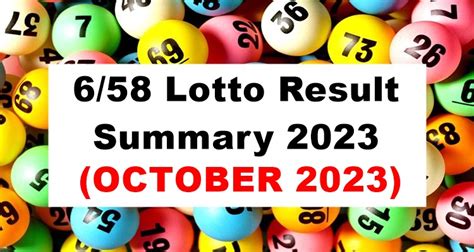6/58 lotto result summary 2023|PCSO Official .